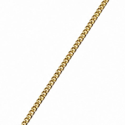 Collana oro giallo 9kt con croce sagomata ricoperta da piccoli zirconi bianchi.