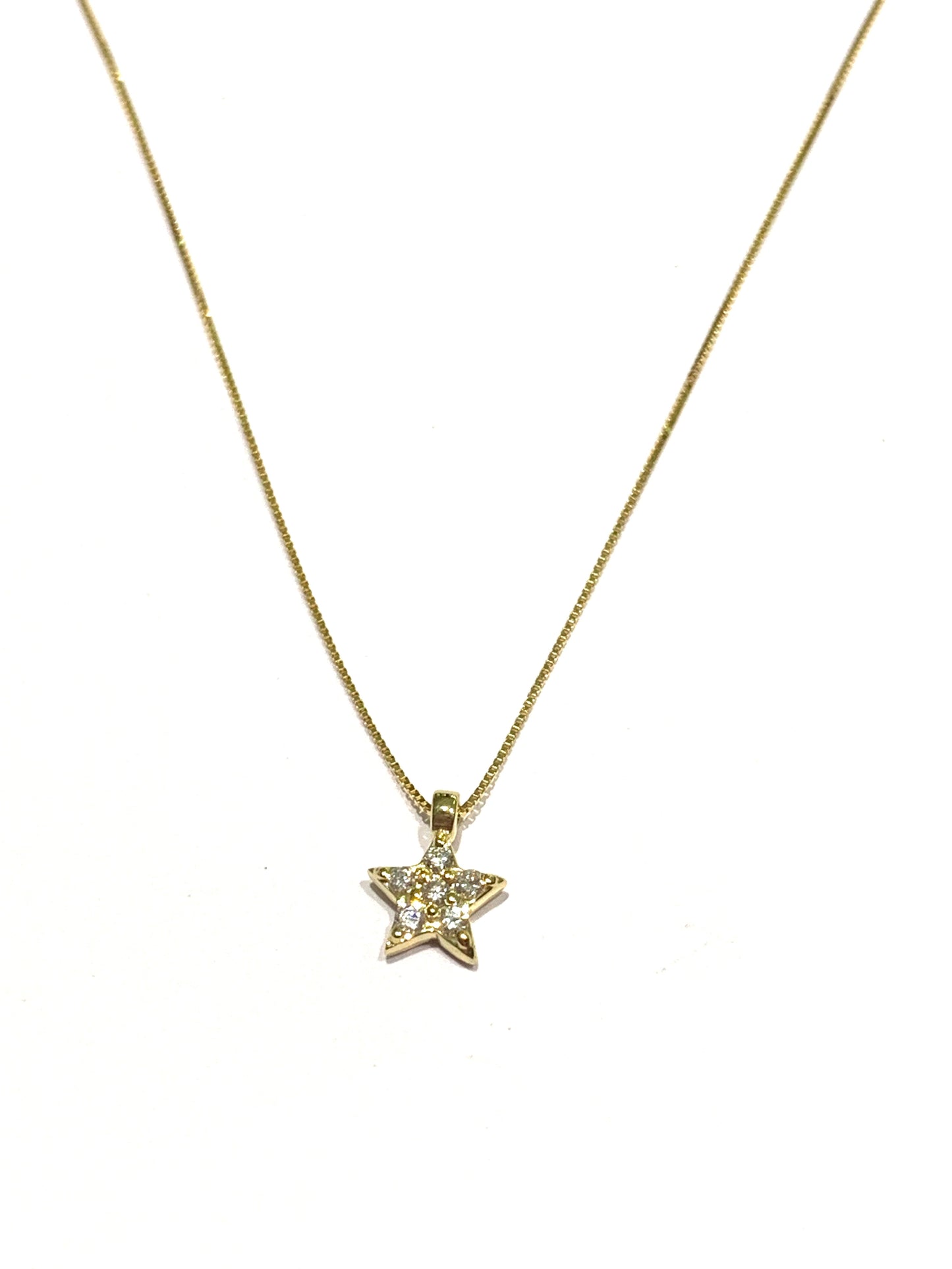 Collana oro giallo 18kt con stella e diamanti