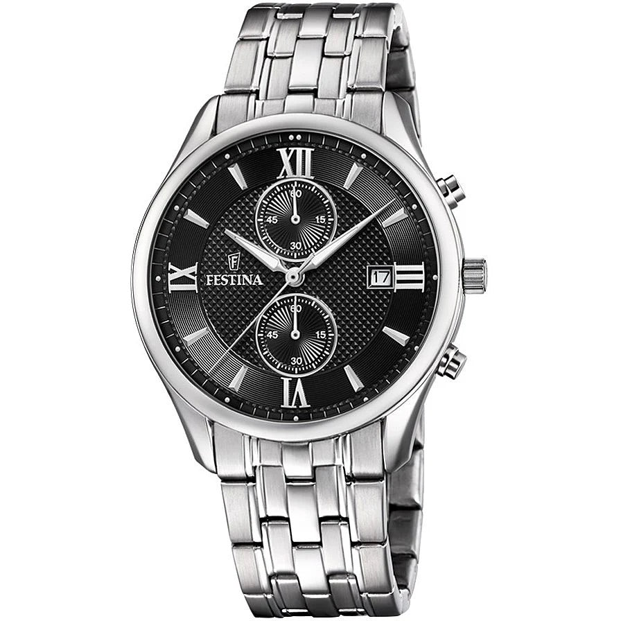 Orologio Festina con bracciale acciaio e quadrante nero, uomo