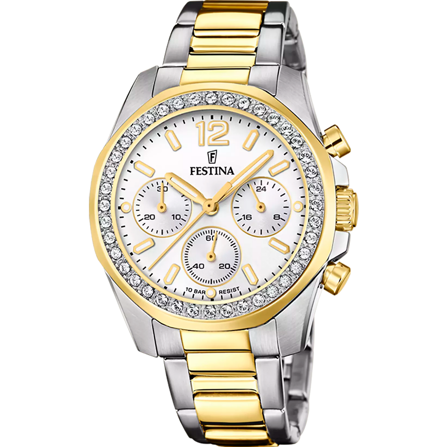 Orologio Festina acciaio bicolore bianco e dorato, donna