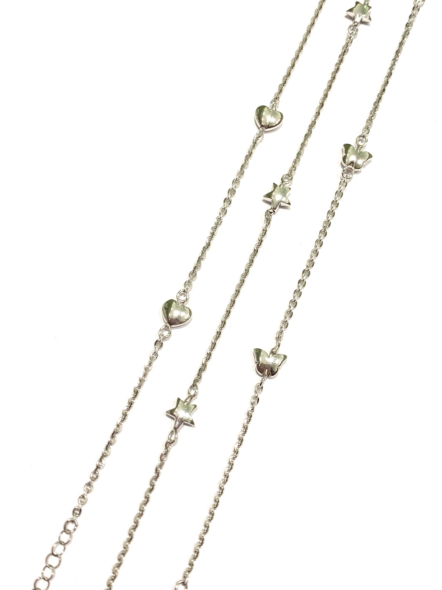 Bracciale oro bianco 9kt con cuori/farfalle/stelle