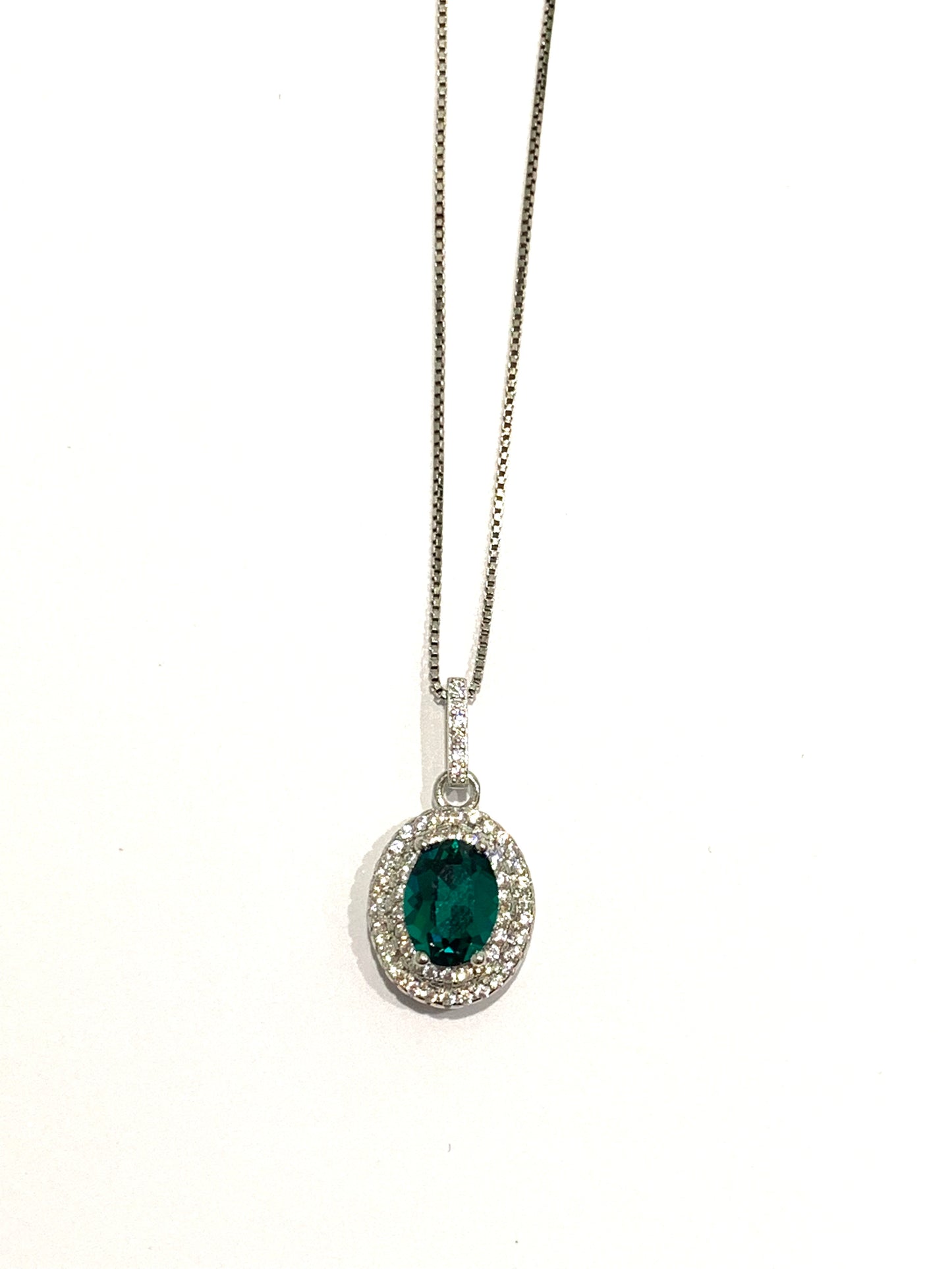 Collana argento con zircone colore smeraldo