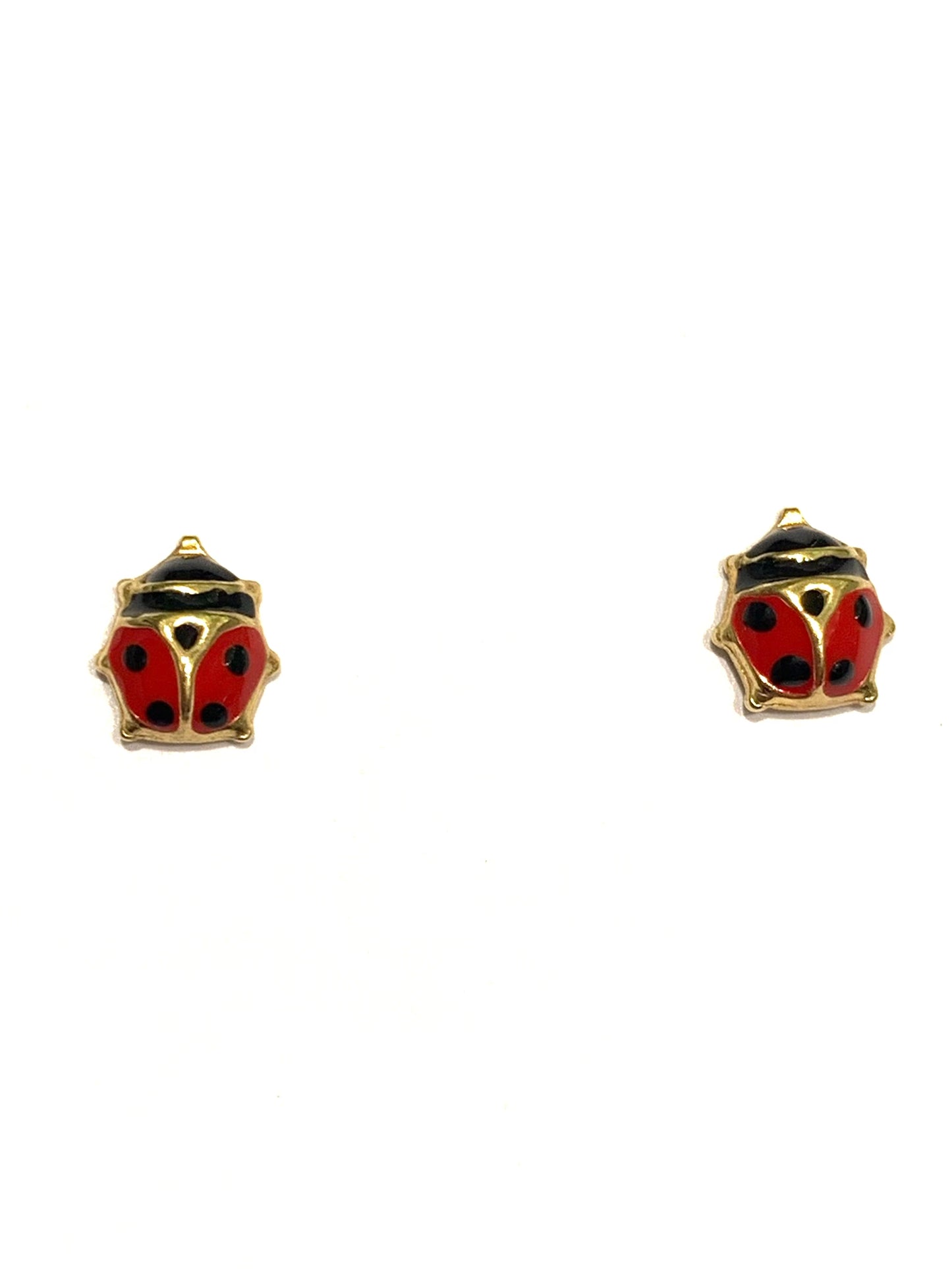Orecchini oro giallo 18kt con coccinelle smaltate