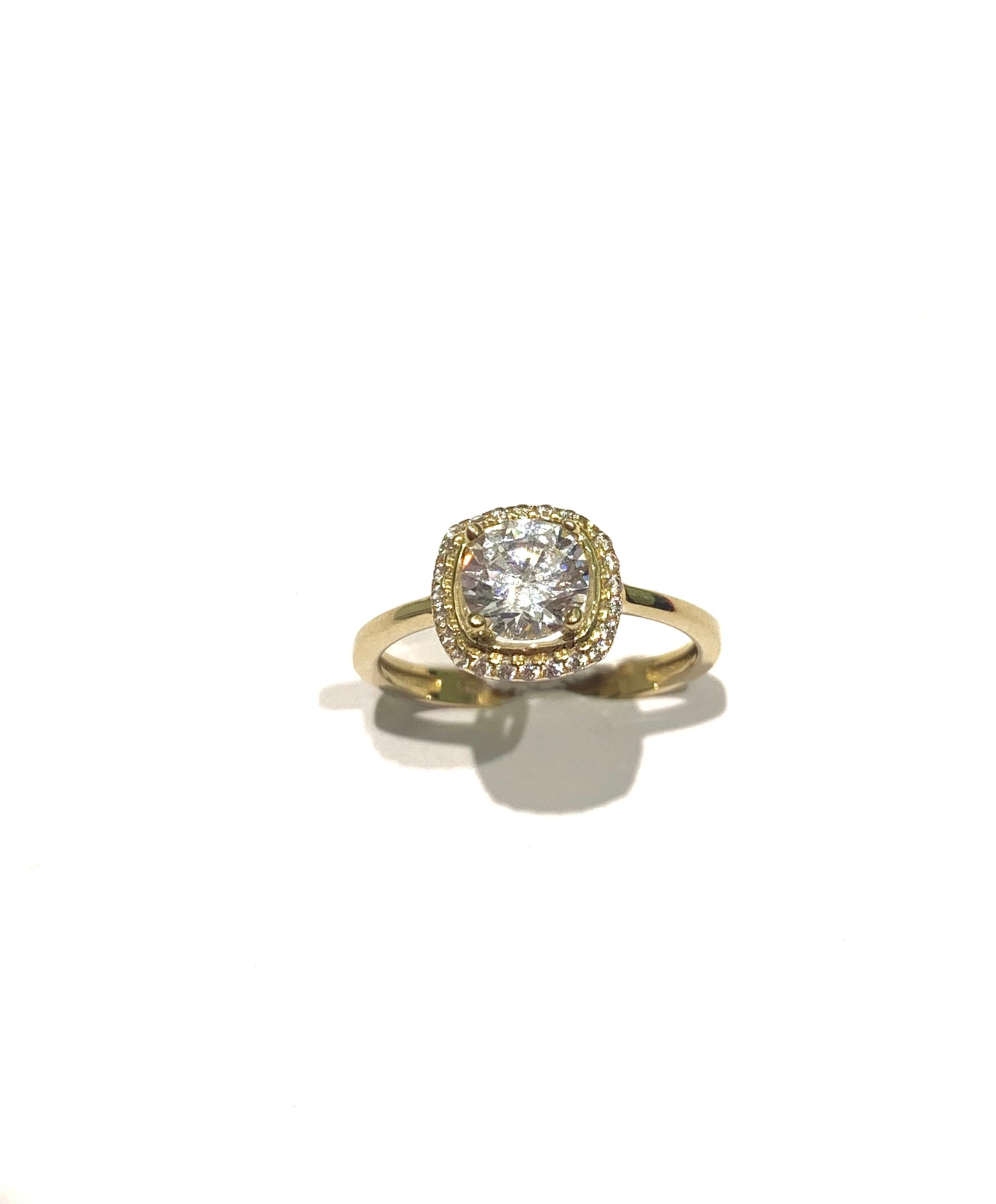 Anello oro bianco/giallo 9kt con solitario e zirconi
