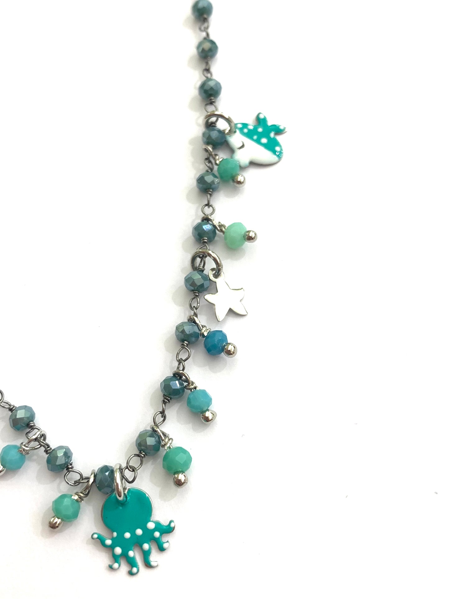 Collana argento con pendenti e perline turchesi