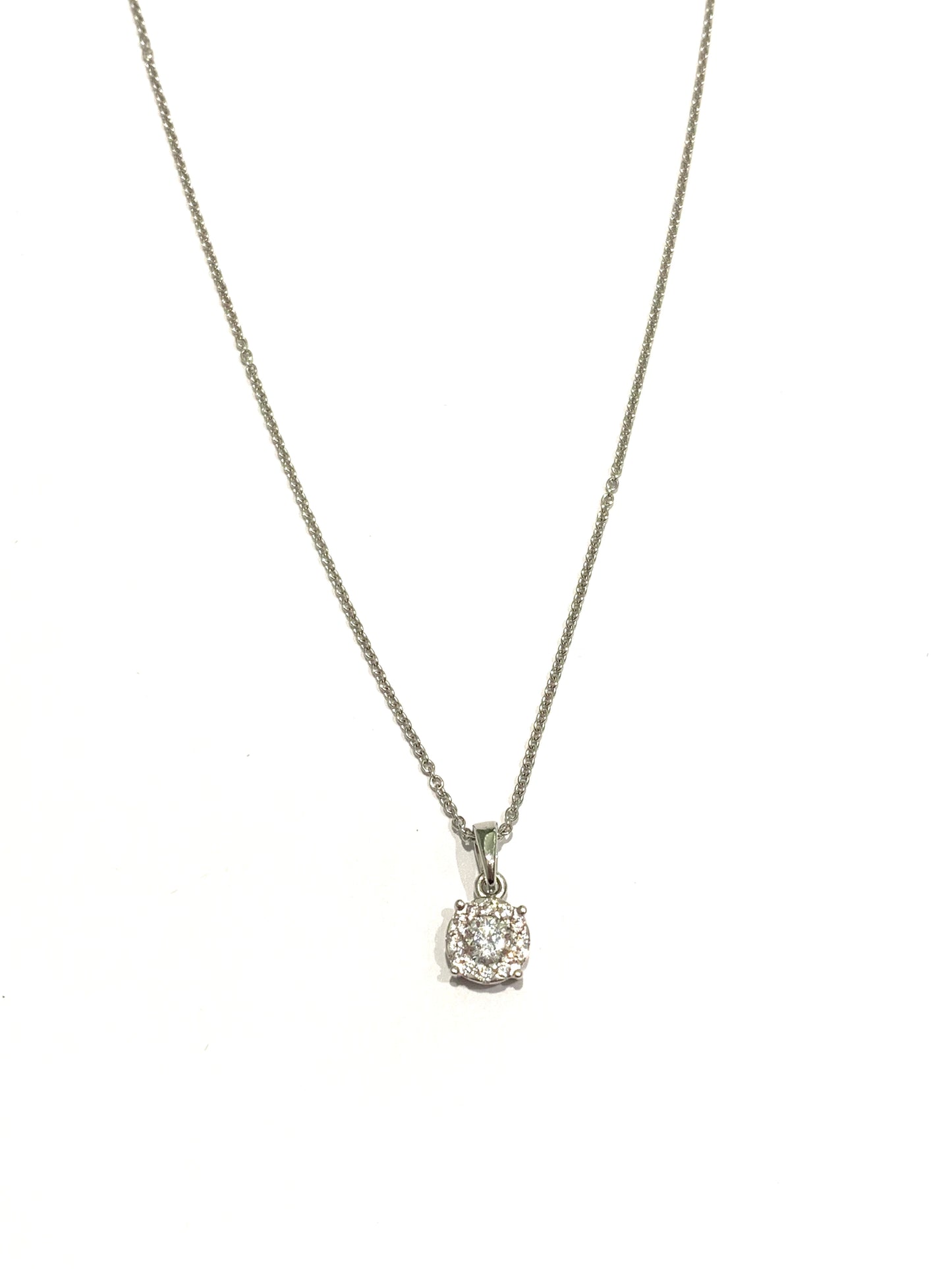 Collana oro bianco 18kt con punto luce