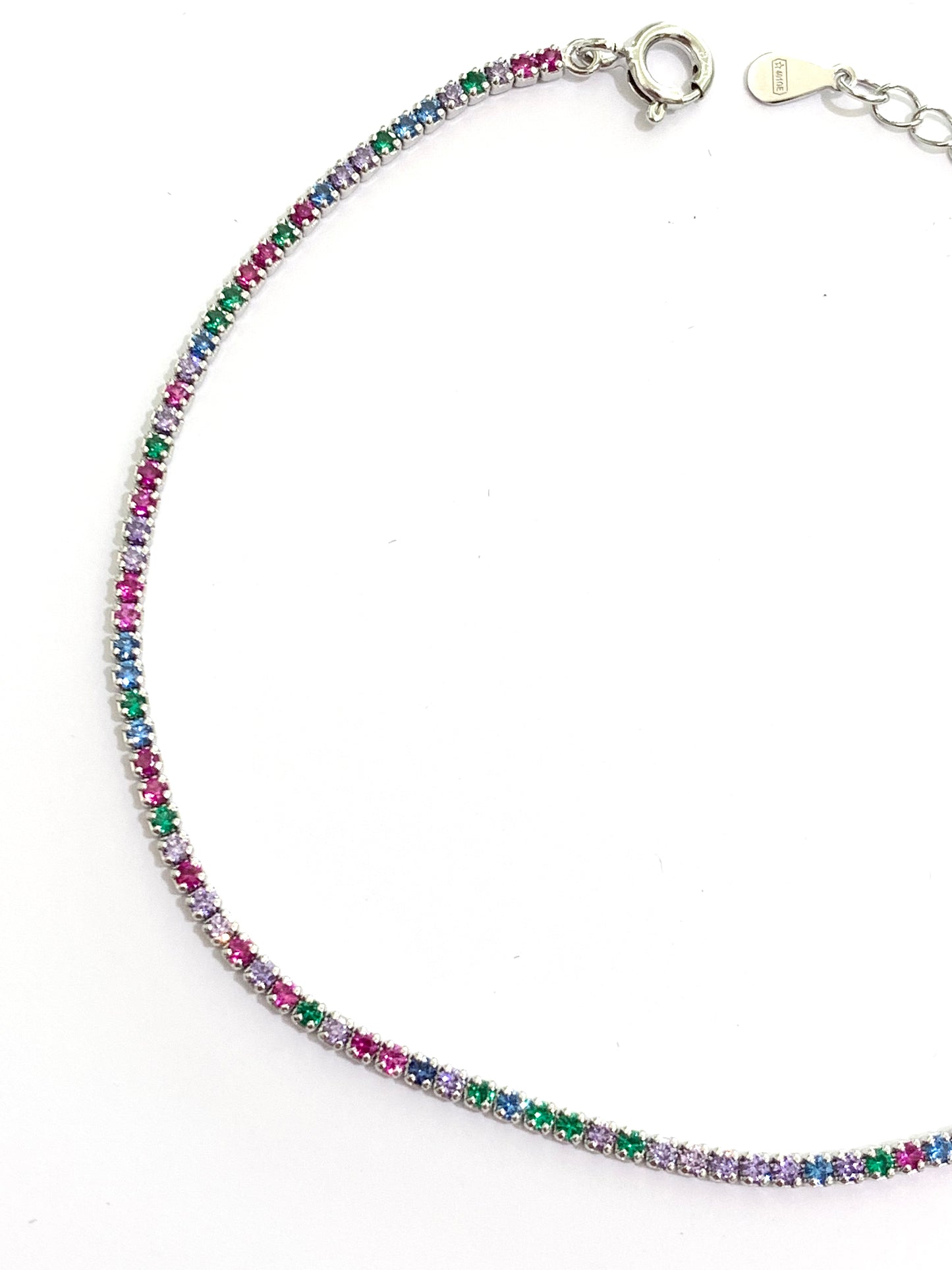 Bracciale argento sottile con zirconi colorati