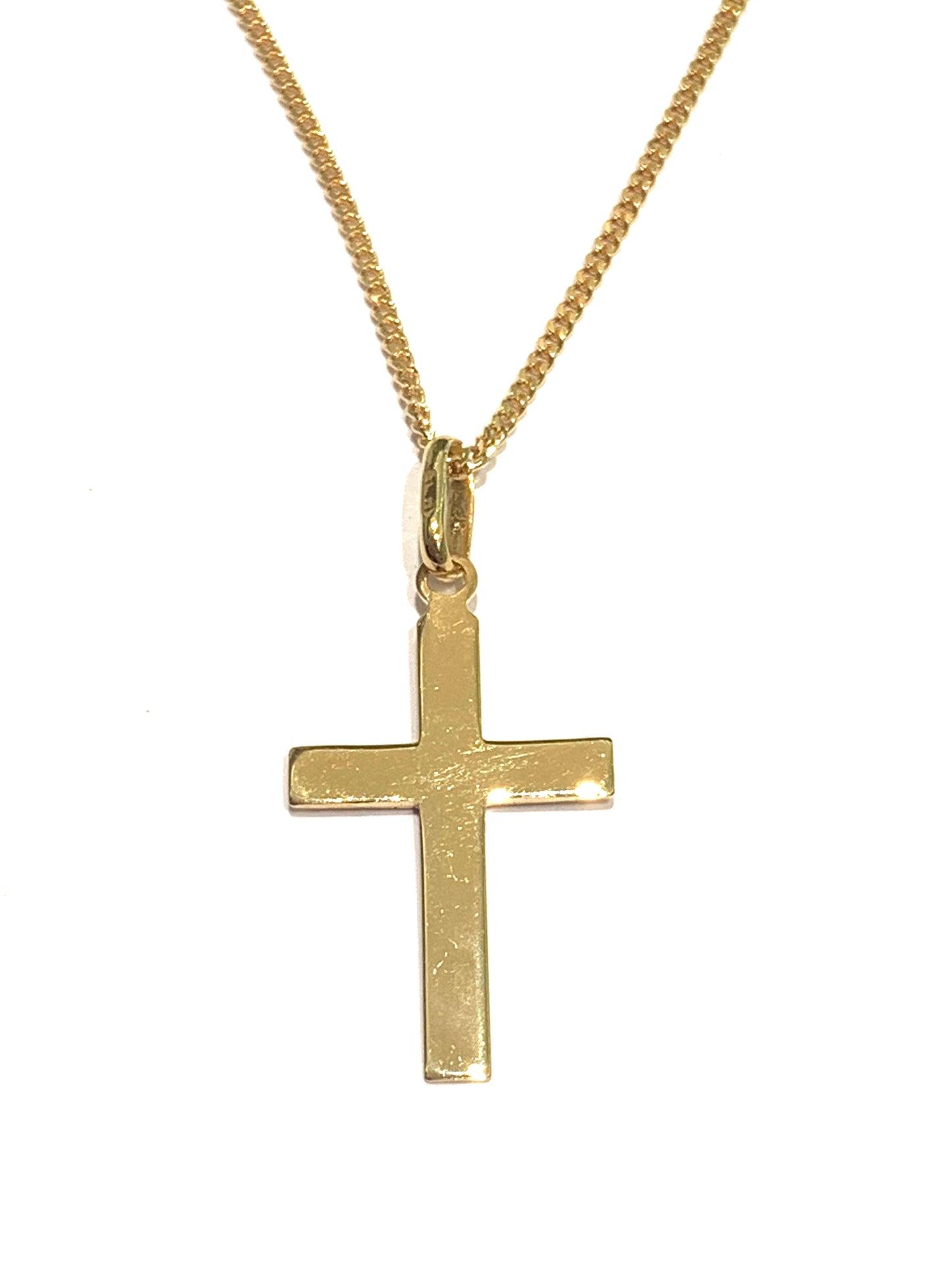 Collana oro giallo 9kt con croce piatta