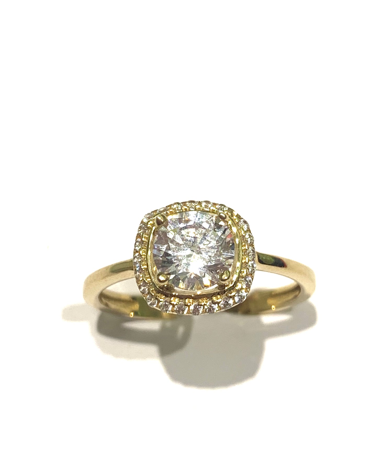 Anello oro bianco/giallo 9kt con solitario e zirconi