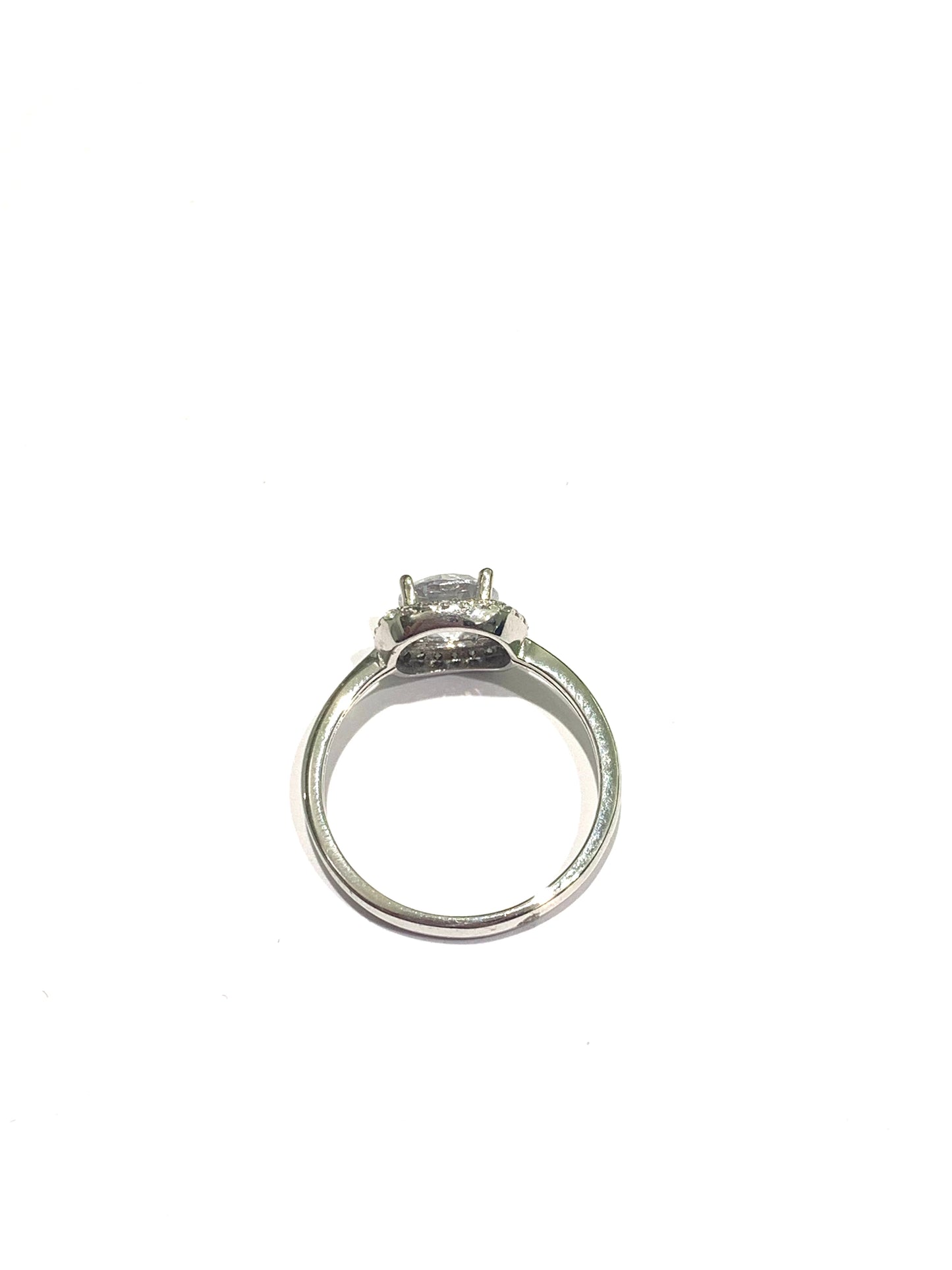 Anello oro bianco/giallo 9kt con solitario e zirconi