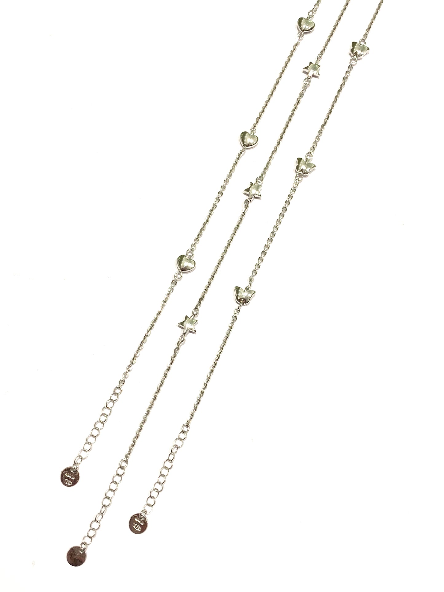 Bracciale oro bianco 9kt con cuori/farfalle/stelle