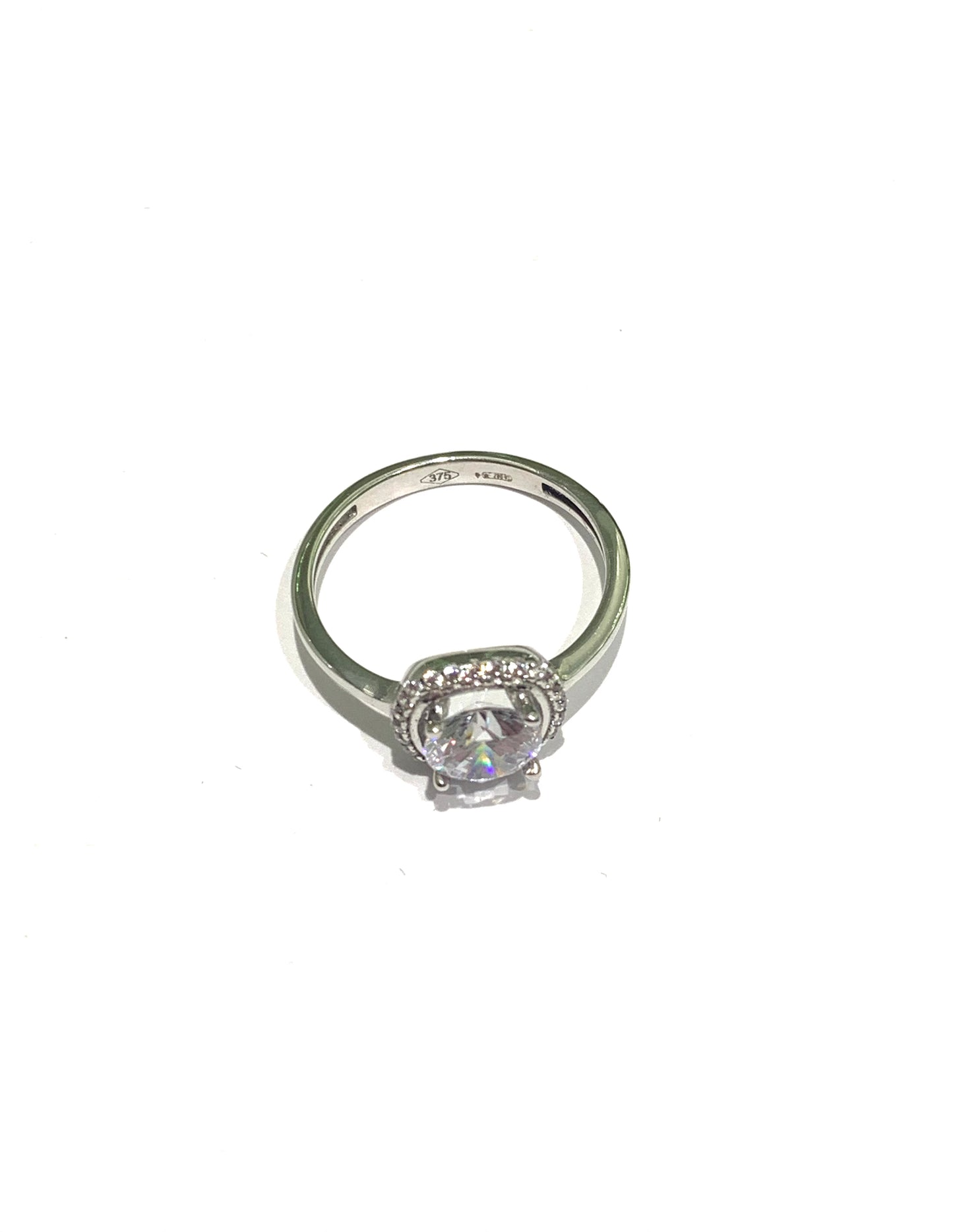 Anello oro bianco/giallo 9kt con solitario e zirconi