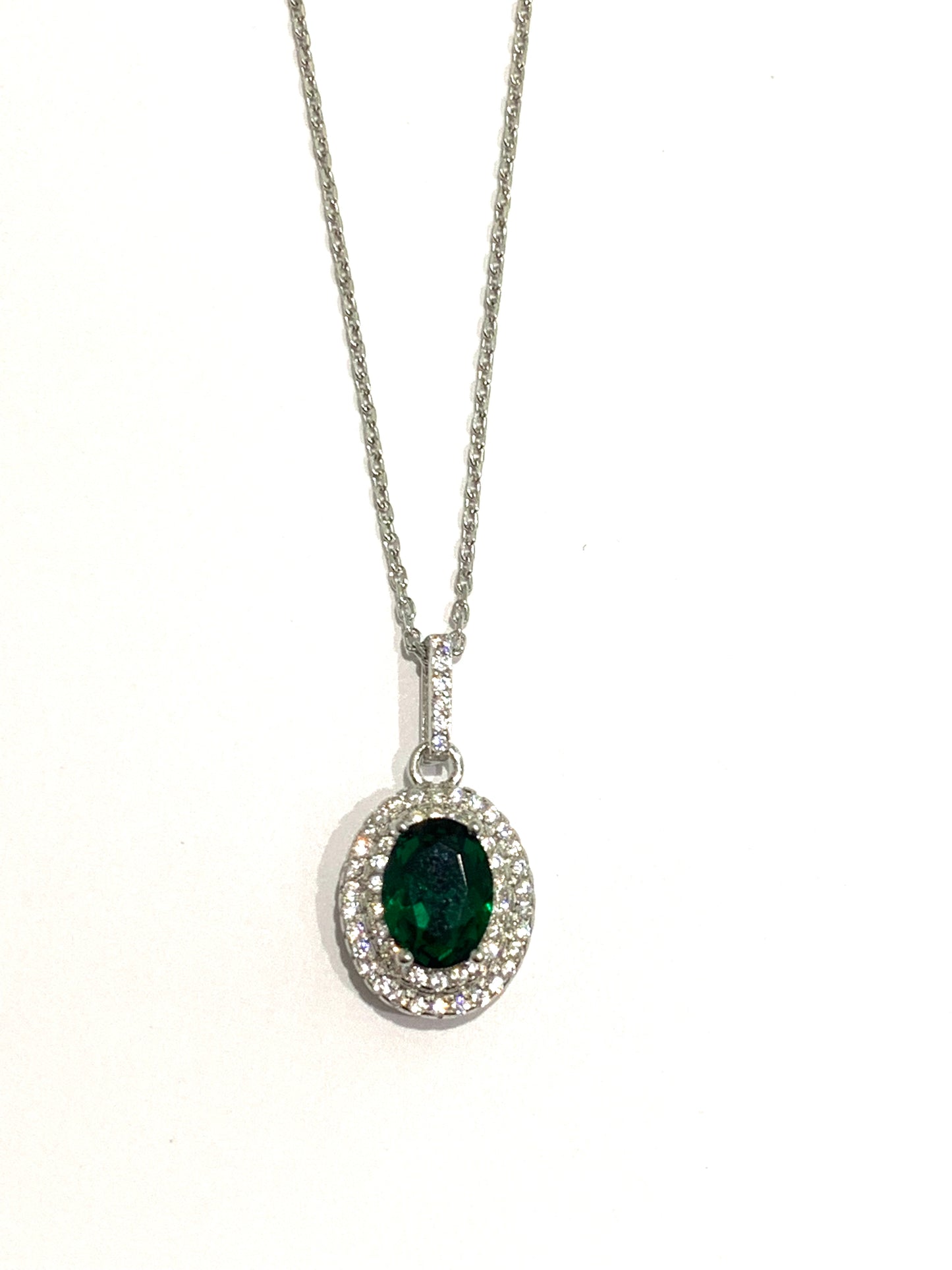 Collana argento con zircone colore smeraldo