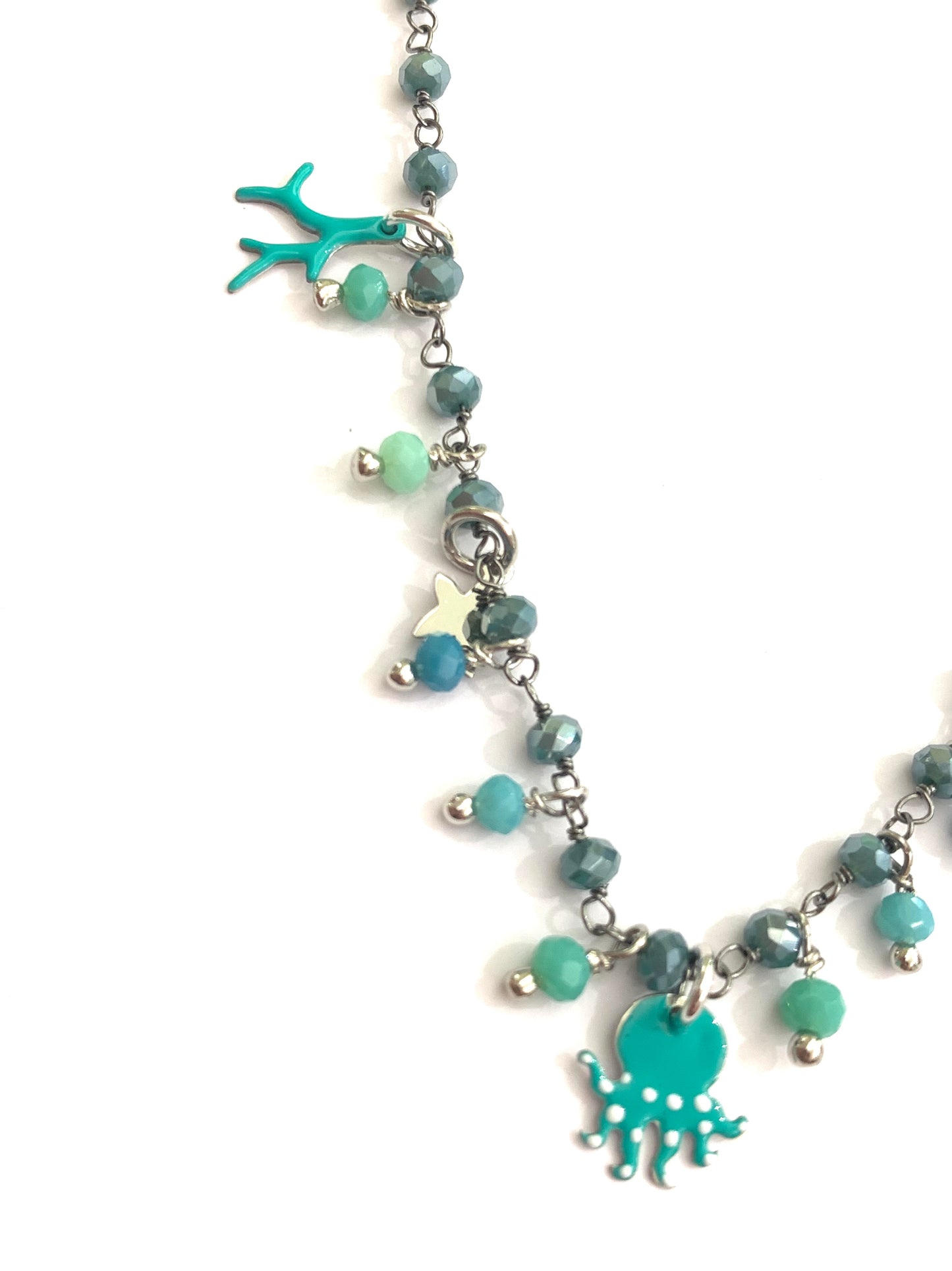 Collana argento con pendenti e perline turchesi
