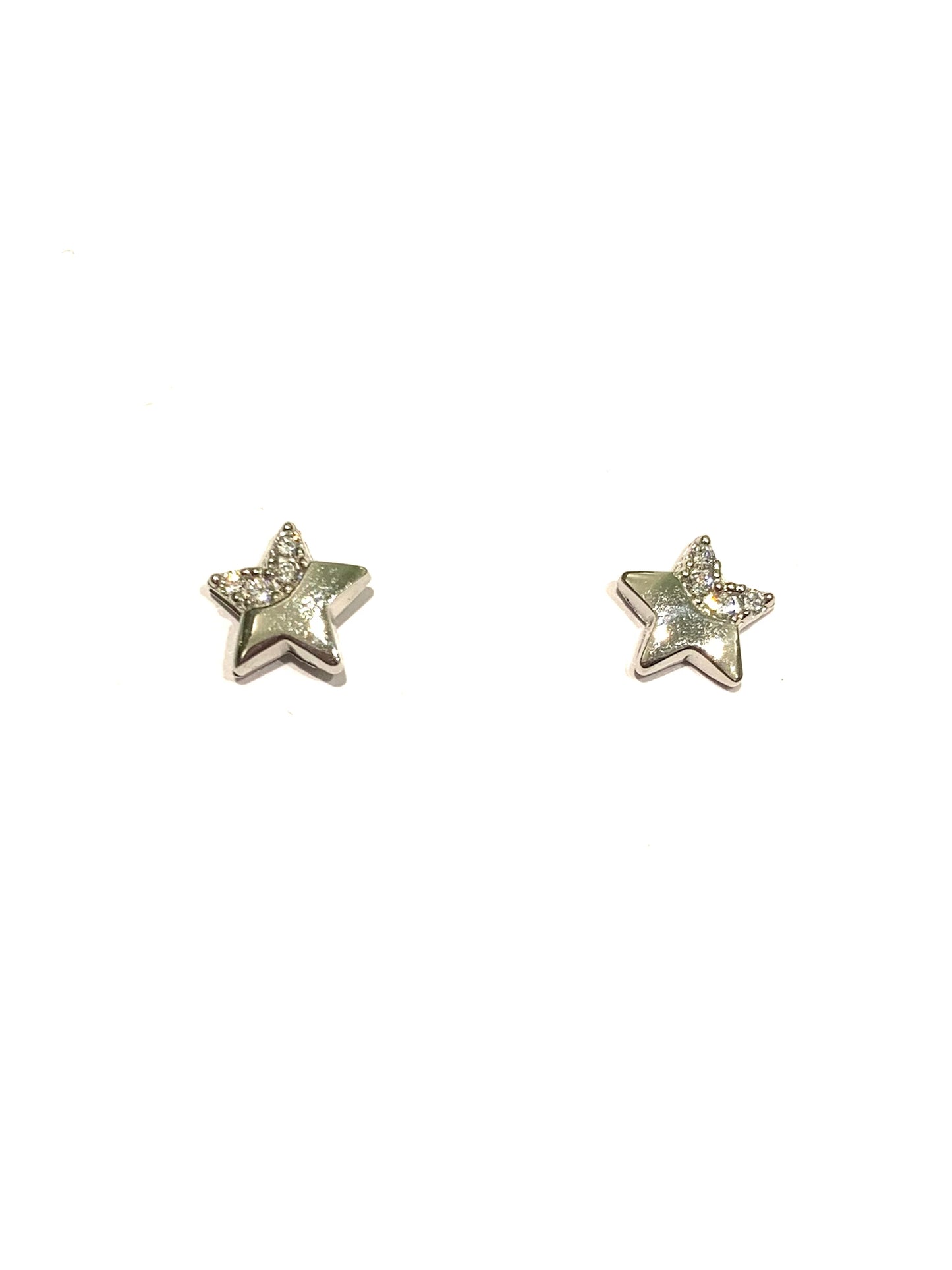 Orecchini oro bianco 18kt con stelle e zirconi