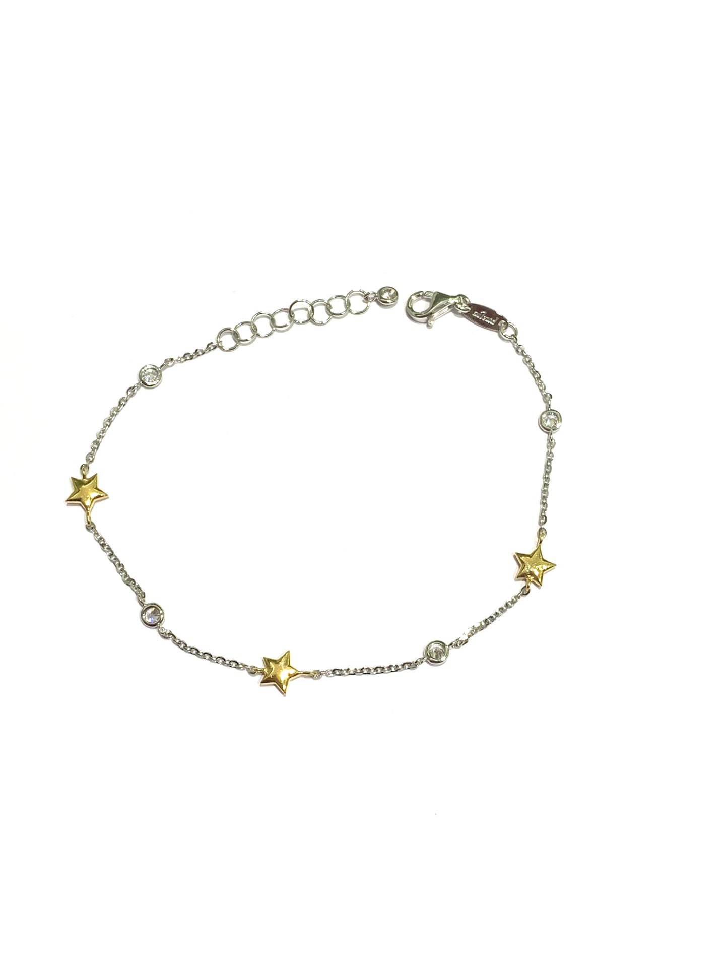 Bracciale oro bianco 18kt con stelle gialle e punti luce
