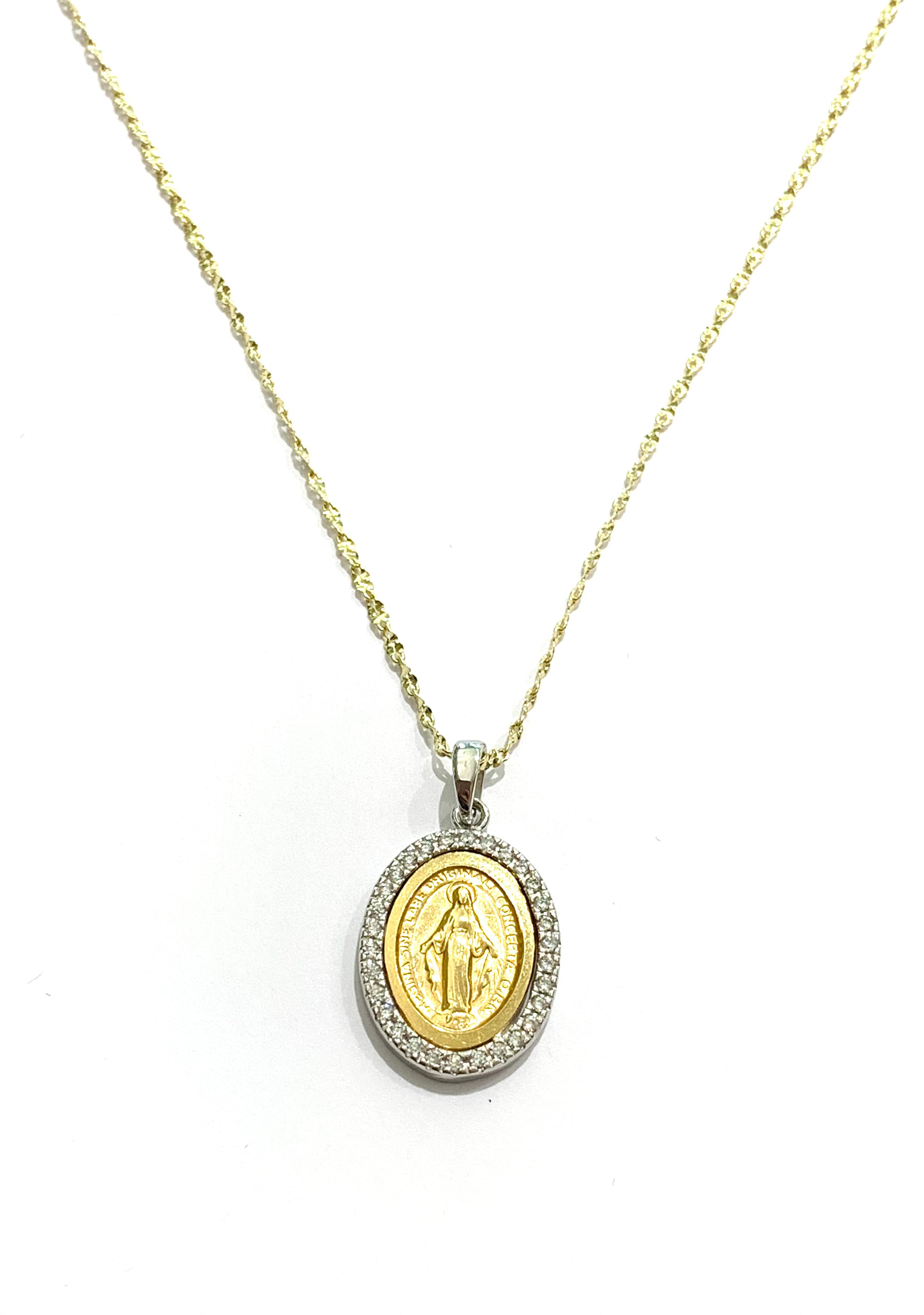 collana miracolosa con vero diamante in oro giallo 10k con