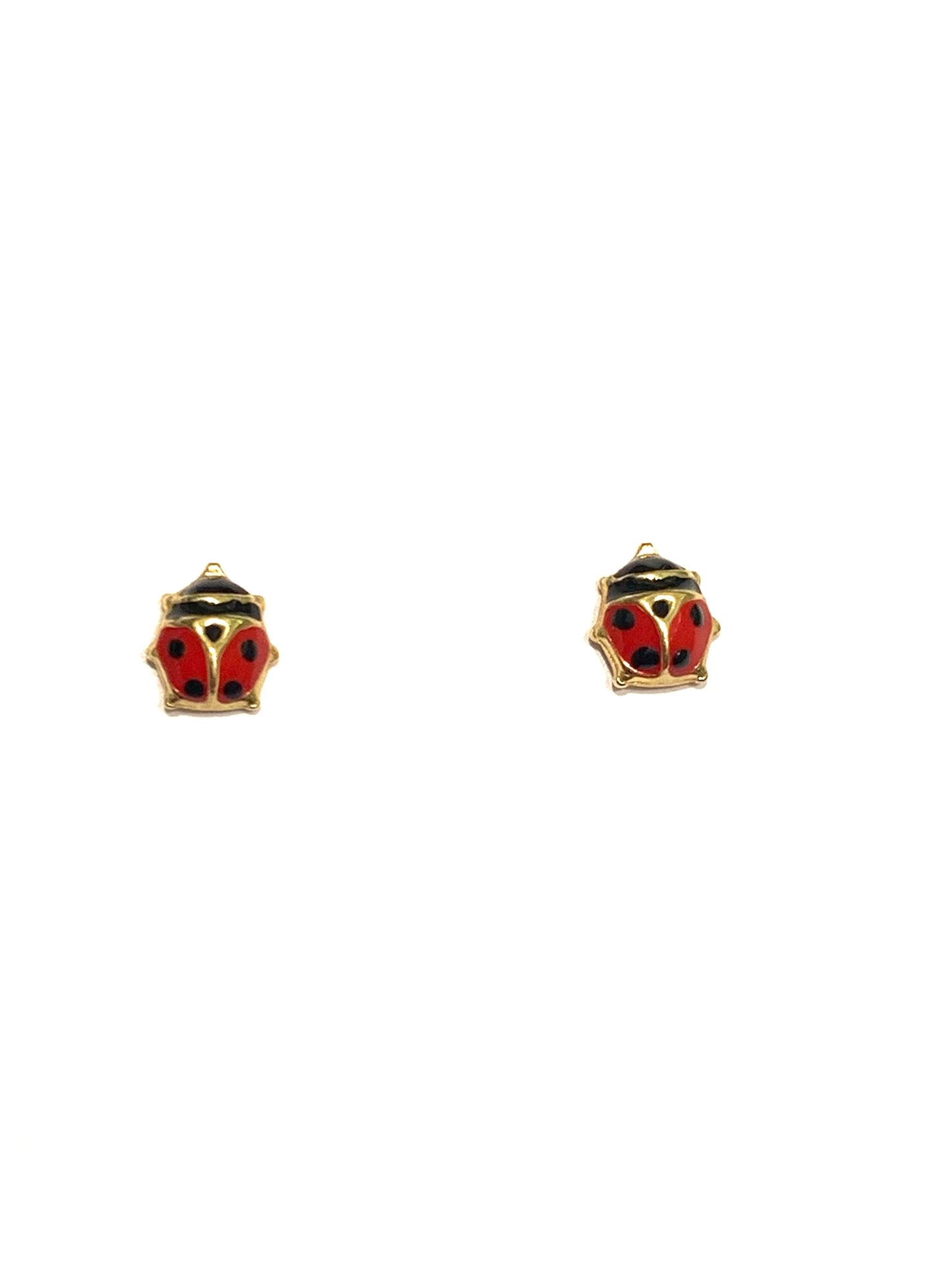 Orecchini oro giallo 18kt con coccinelle smaltate