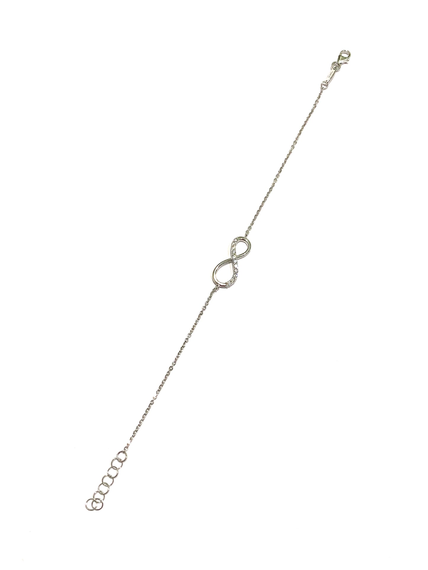 Bracciale oro bianco 18kt con infinito e zirconi