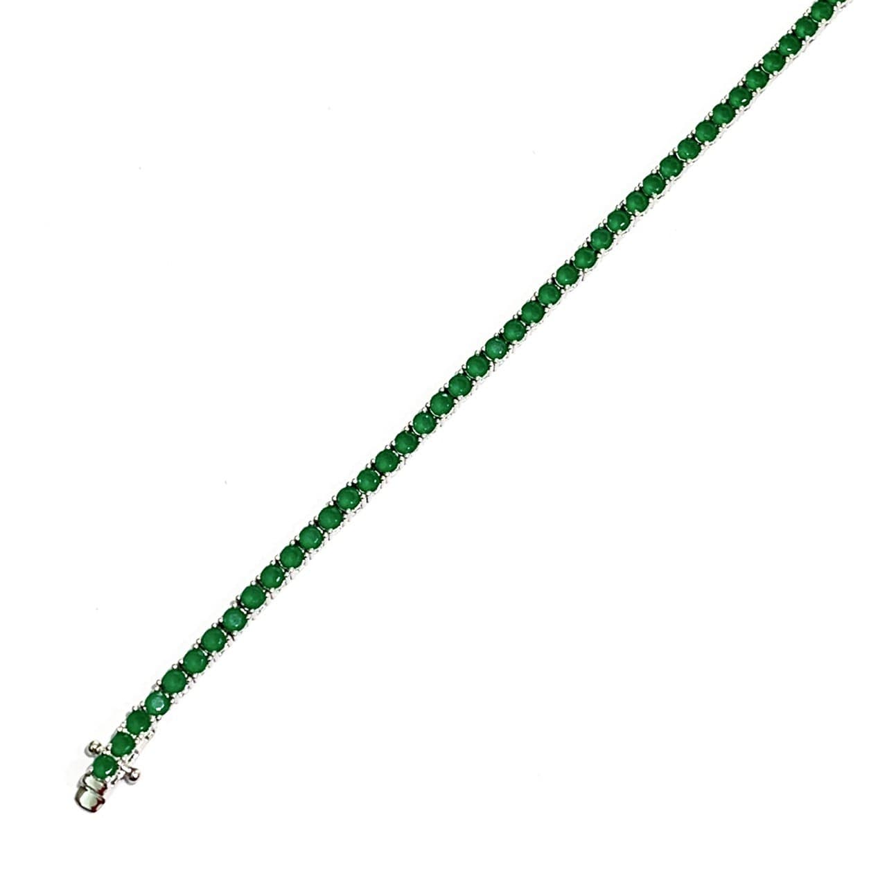 Bracciale tennis in argento con zirconi colore verde smeraldo.
Lunghezza 18,5 cm.
