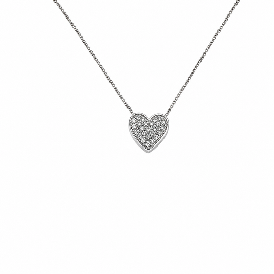 Collana oro bianco 9kt con cuore