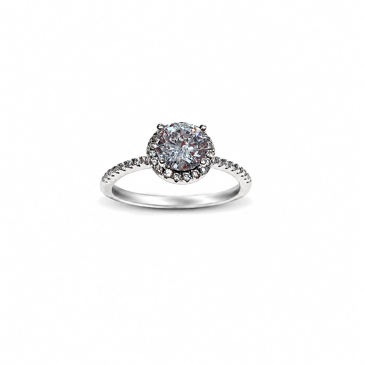 Anello solitario in argento con gambo sottile e con zircone centrale circondato da piccoli zirconi.

Dimensione totale 0,7 cm.

Dimensione zircone centrale 0,5 cm.

Misura 11.