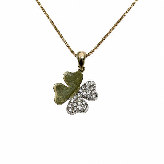 Collana oro giallo  9kt con quadrifoglio