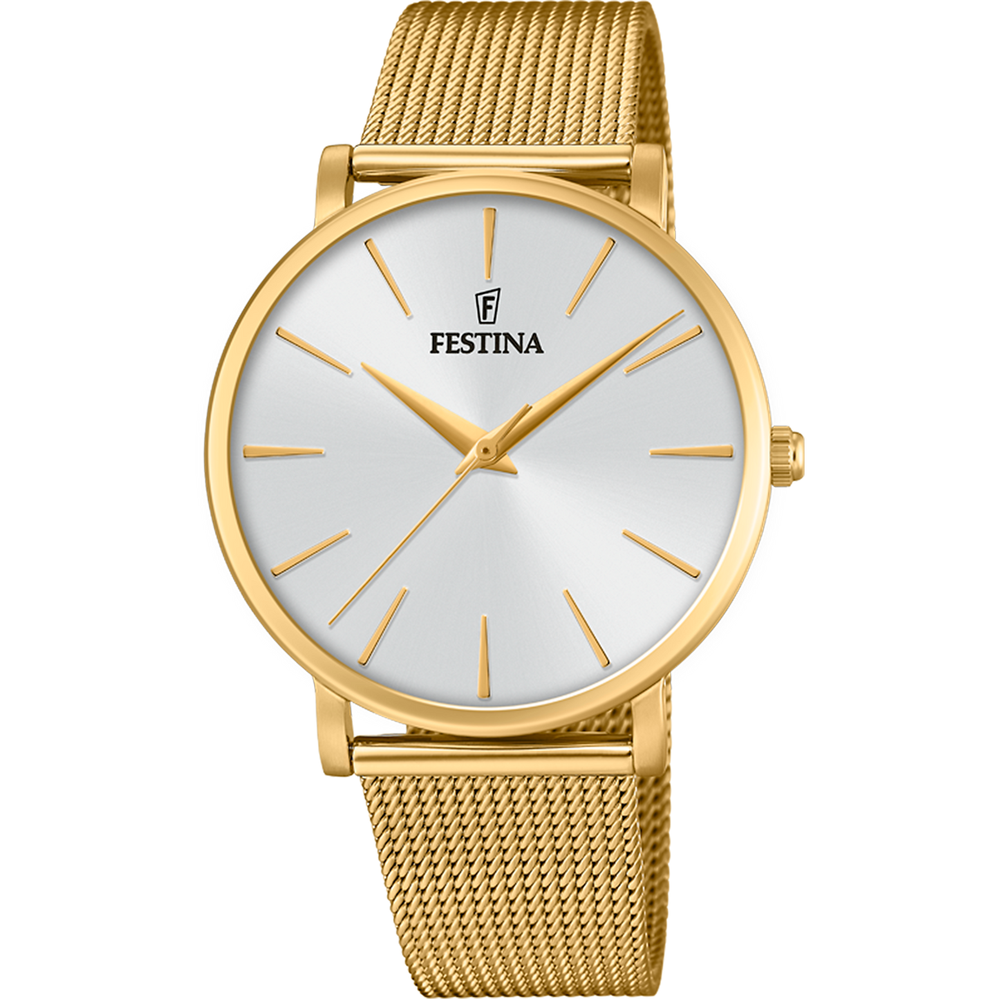 Orologio Festina acciaio dorato, uomo con maglia milano