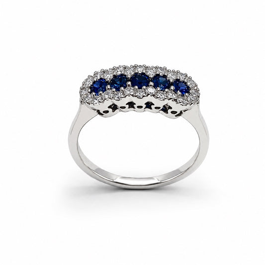 Anello oro bianco 18kt con diamanti e zaffiri Alfieri & St John