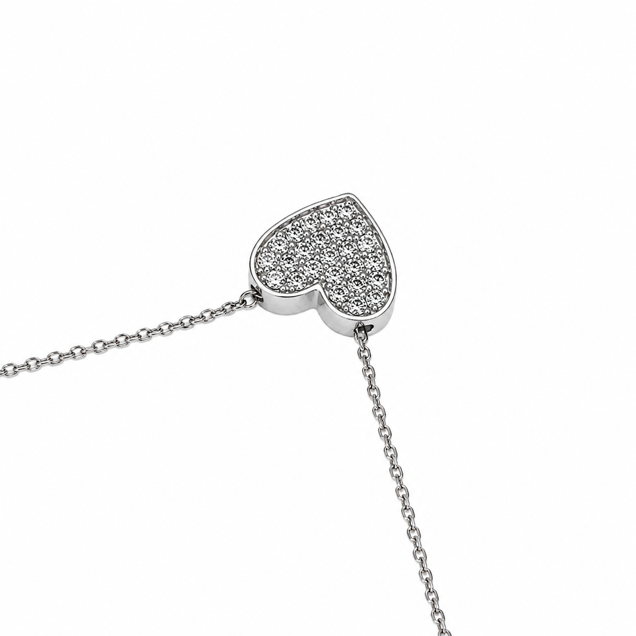 Collana oro bianco 9kt con cuore