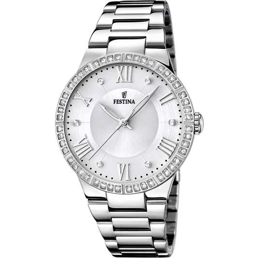 Orologio Festina acciaio con numeri romani, donna