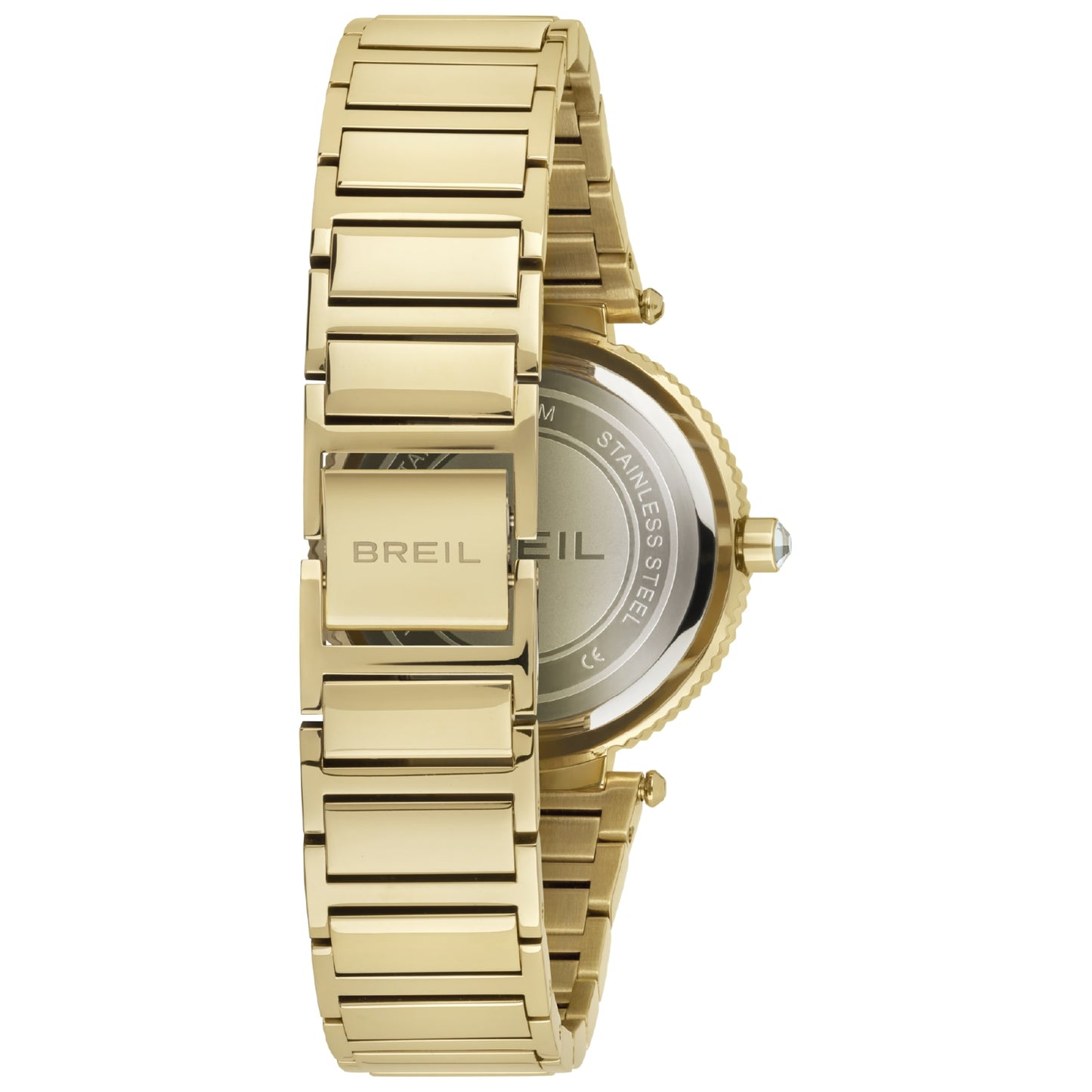 Orologio per donna in acciaio dorato con quadrante bianco con piccoli zirconi al posto dei numeri.

Marchio Breil.

Lunghezza massima 19 cm, con possibilità di accorciarlo.

Larghezza cinturino 1,8 cm.

Diametro cassa 3,2 cm.

Meccanismo funzionante con pila.

Resistenza all'acqua 5 ATM. 

Garanzia 2 anni.