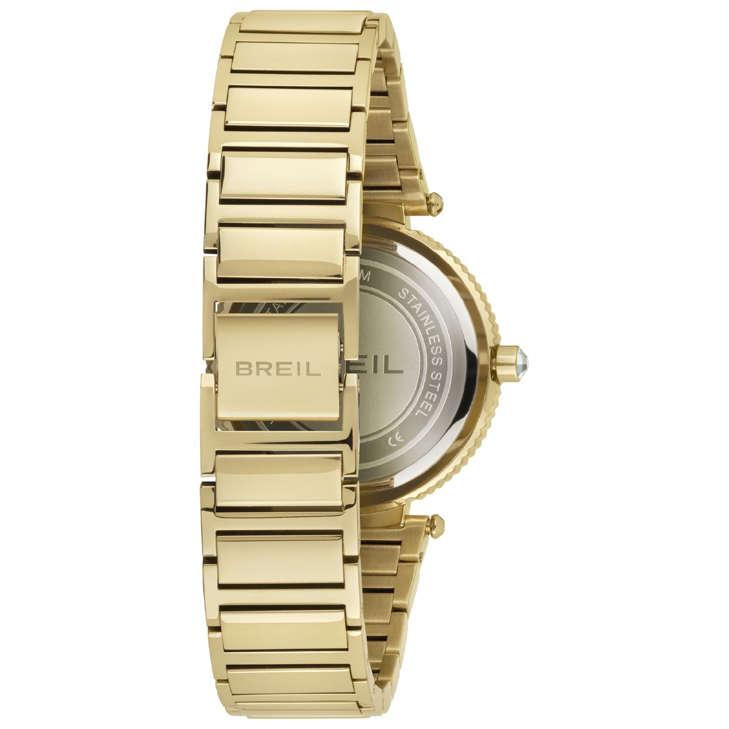 Orologio per donna in acciaio dorato con quadrante bianco con piccoli zirconi al posto dei numeri.

Marchio Breil.

Lunghezza massima 19 cm, con possibilità di accorciarlo.

Larghezza cinturino 1,8 cm.

Diametro cassa 3,2 cm.

Meccanismo funzionante con pila.

Resistenza all'acqua 5 ATM. 

Garanzia 2 anni.