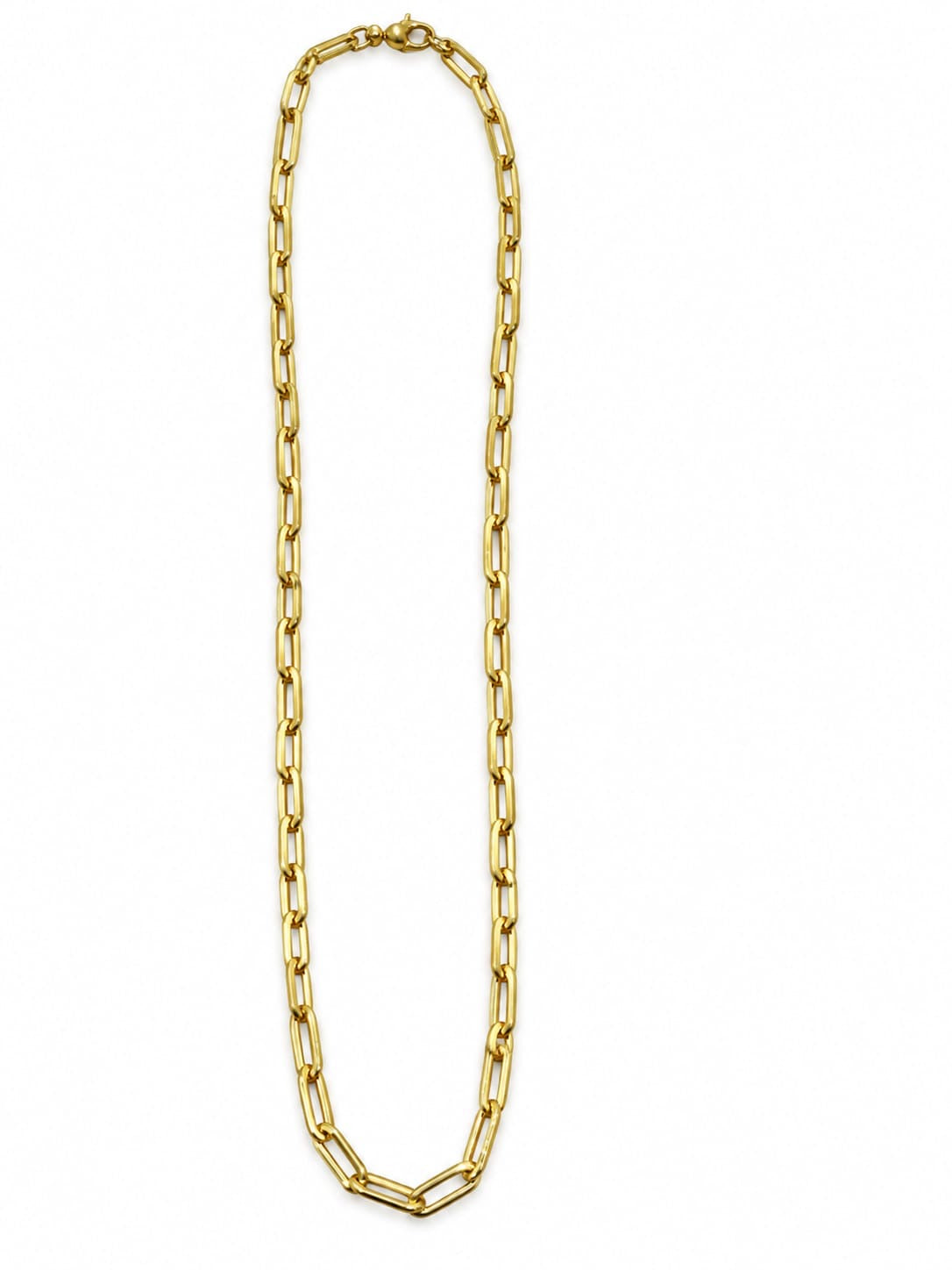 Collana in oro giallo 18kt con maglia a catena.

Lunghezza catena 45 cm.

Dimensione catena 0,4 cm.