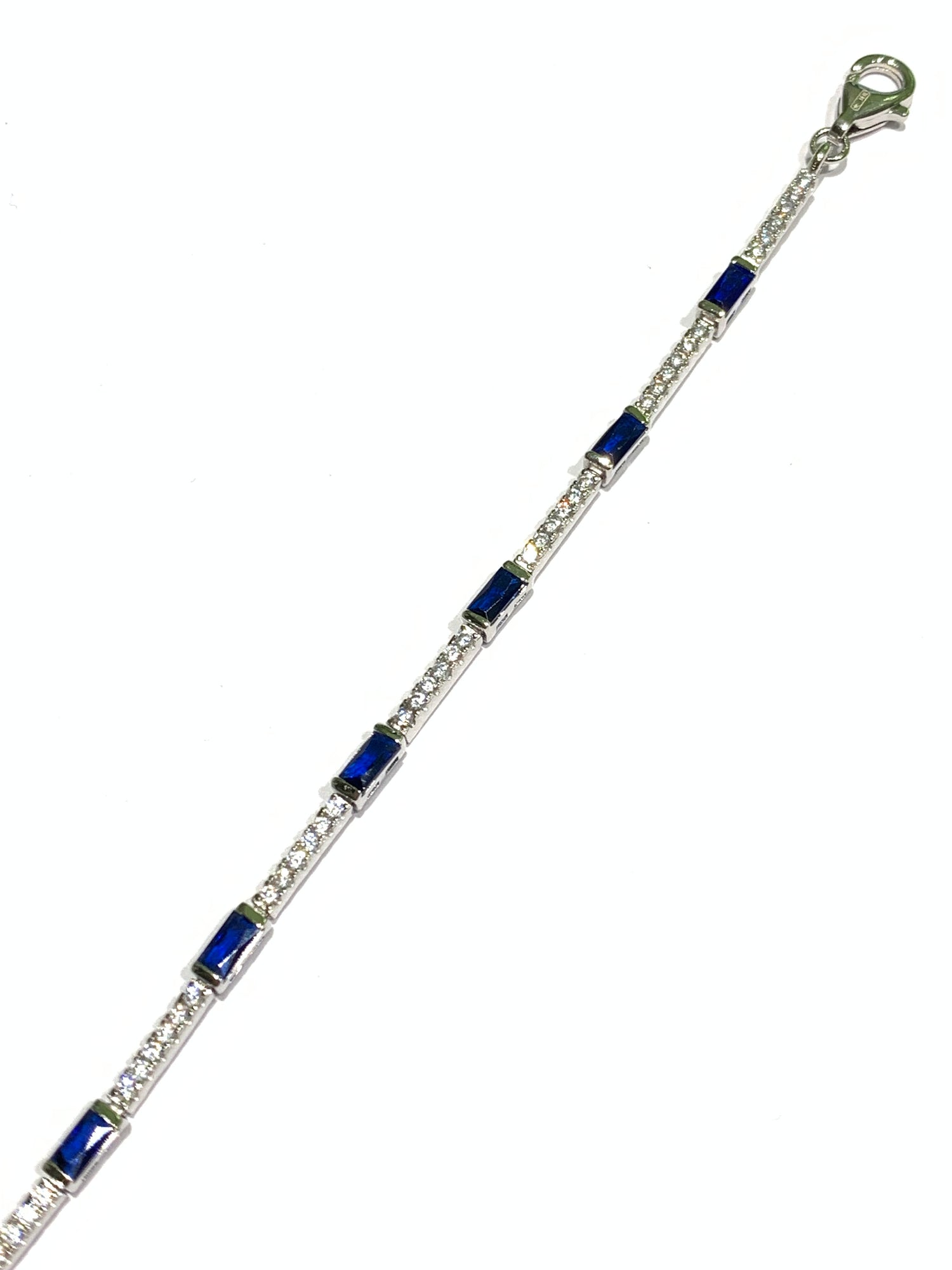Bracciale Tennis Donna Epinki In Argento 925 – Catena Con Zirconi Bianchi E Blu, Lunghezza 18 Cm, Con Sacchetto Regalo - 2