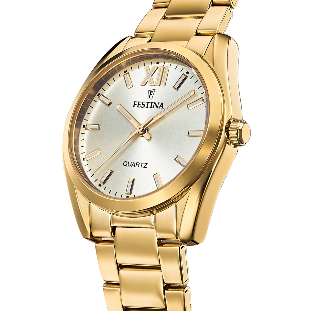 Orologio Festina acciaio dorato con quadrante bianco, donna