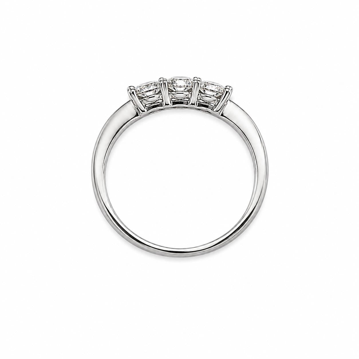 Anello oro bianco 18kt con trilogi di zirconi