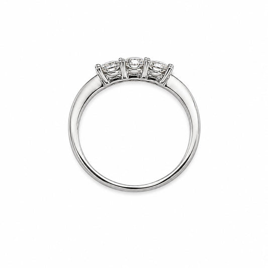 Anello oro bianco 18kt con trilogi di zirconi