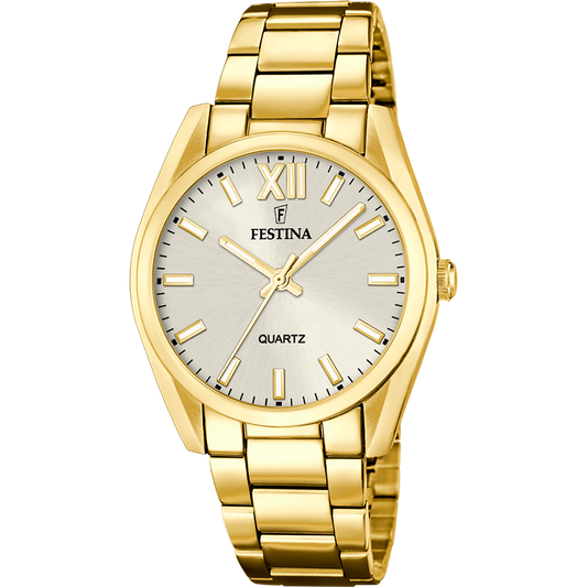 Orologio Festina acciaio dorato con quadrante bianco, donna