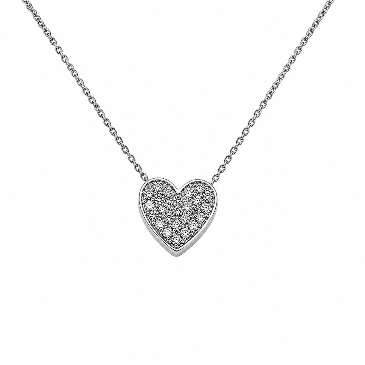 Collana oro bianco 9kt con cuore