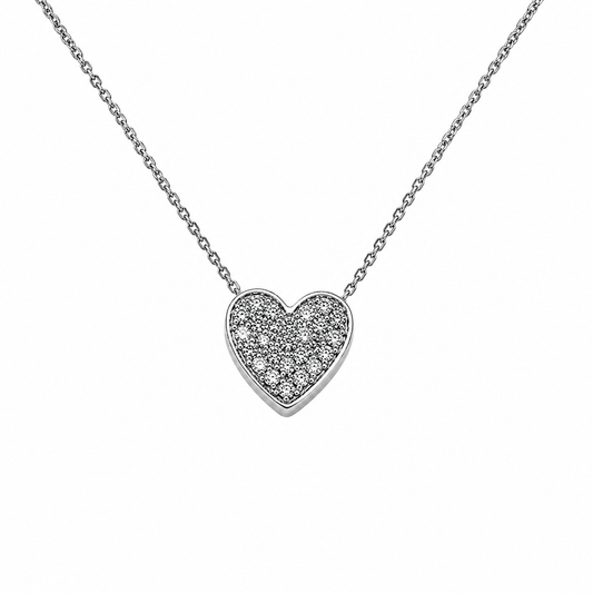 Collana oro bianco 9kt con cuore