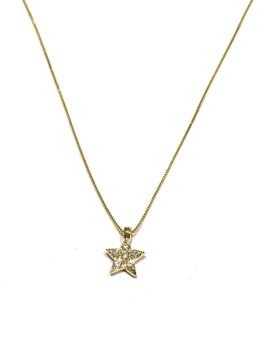 Collana oro giallo 18kt con stella e diamanti