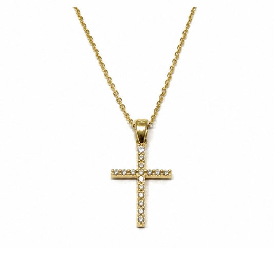 Collana in oro giallo 18kt con croce ricoperta interamente da piccolo zirconi bianchi.
Lunghezza catena 42 cm.
Dimensione croce 1,1x2,3cm incluso anellino.