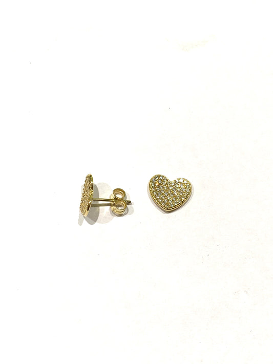 Orecchini in oro giallo 18kt con cuore ricoperto da zirconi.
Dimensioni cuore 1 cm.
Chiusura con farfalline.