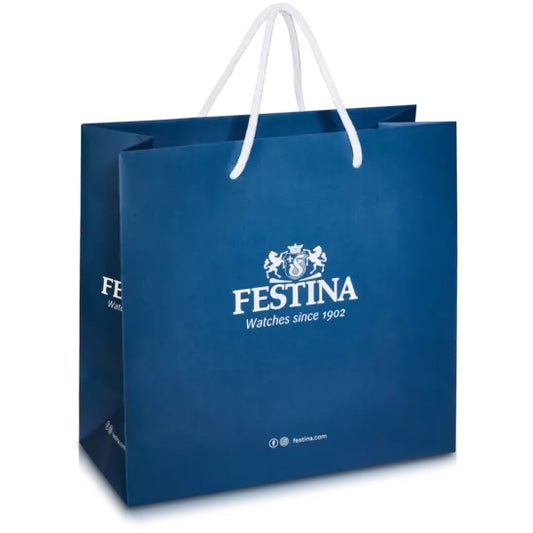 Orologio Festina acciaio con quadrante blu e lancette sia bianche che rosse, uomo