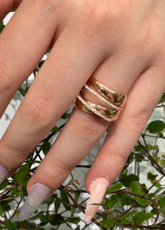 Anello argento rosa con zirconi