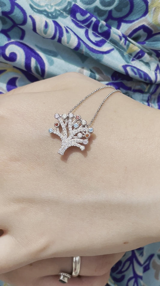 Collana argento con albero della vita colorato