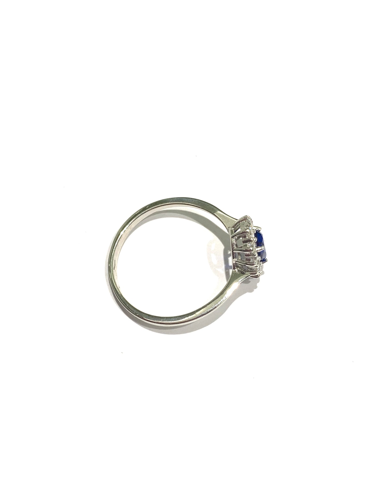 Anello oro bianco 9kt con zircone colore zaffiro