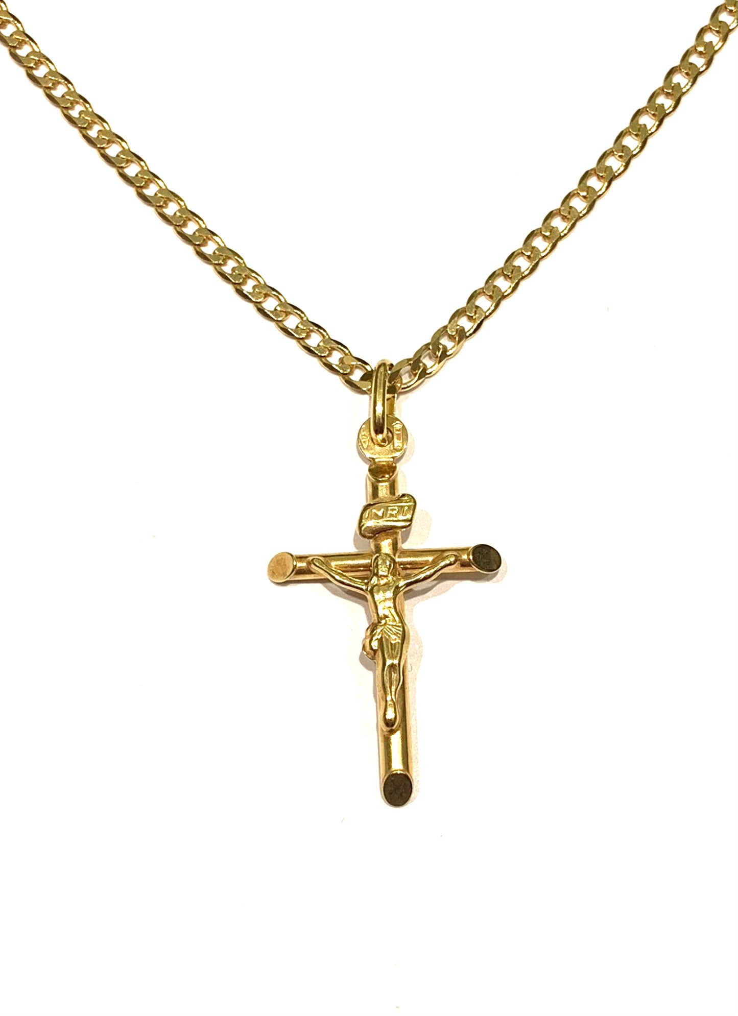 Collana oro giallo 9kt con croce e Cristo