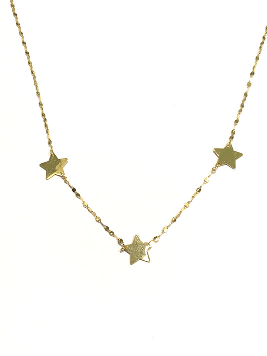 Collana oro giallo 9kt con tre stelle